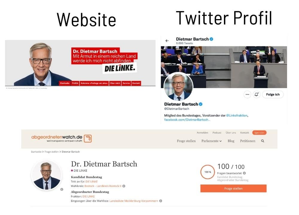 Dietmar Bartsch Personal Branding Profil Website Twitter Personal Branding als Spitzenkandidat für den Bundestag Doreen Ullrich Blog