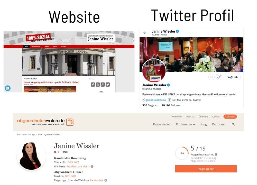 Janine Wissler Personal Branding Profil Website Twitter Personal Branding als Spitzenkandidat für den Bundestag Doreen Ullrich Blog