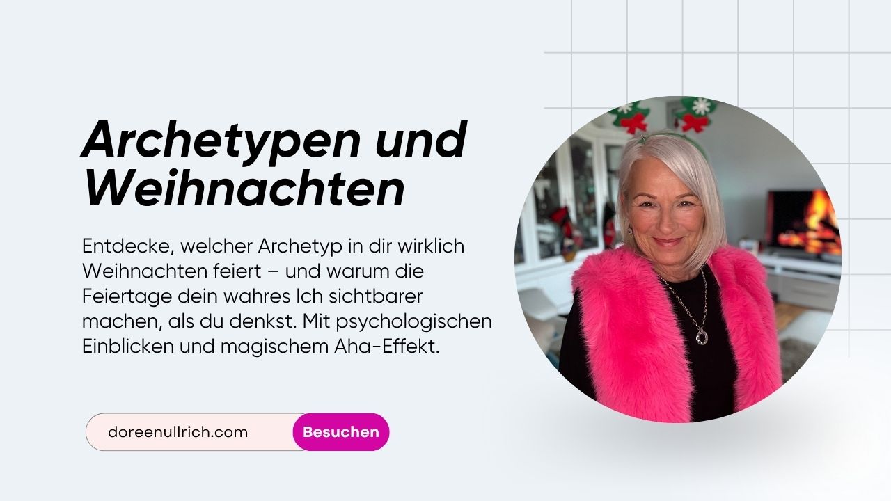 Archetypen und Weihnachten Cover Bild mit Doreen festlich gekleidet