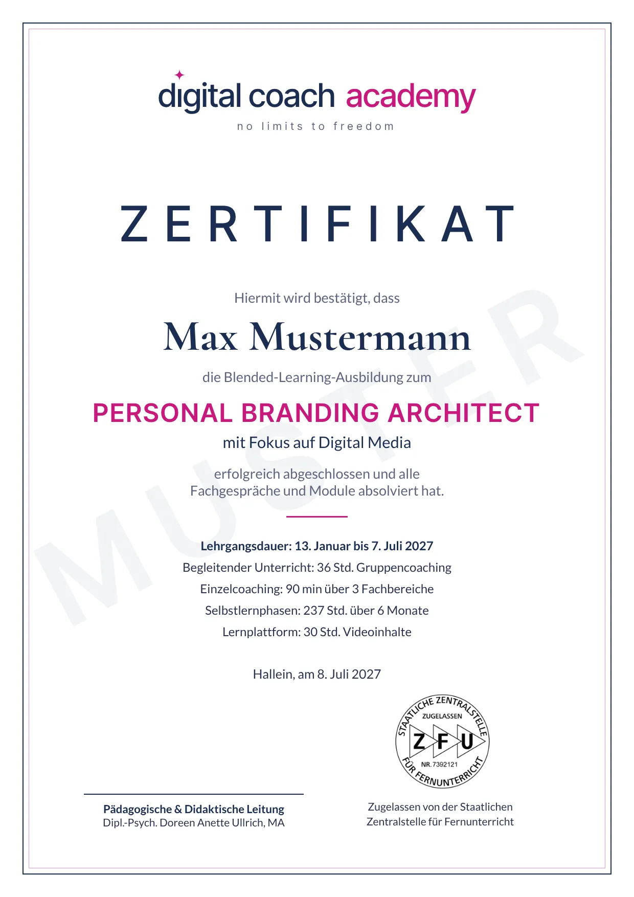 Zertifikat für Personal Branding Ausbildung